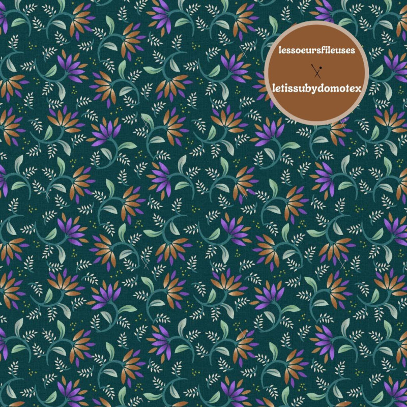 Algodón estampado AITANA Verde / Violeta